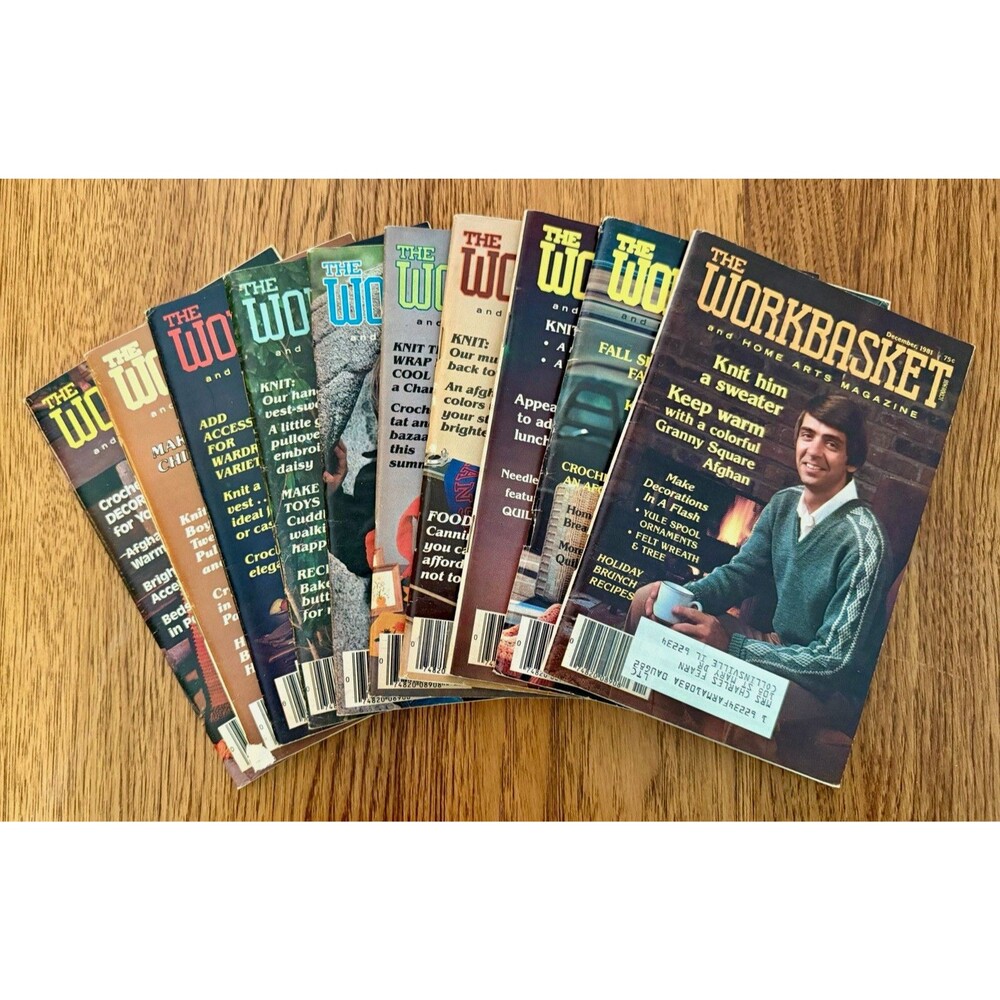 The Workbasket Magazine 1981 Lot of 10 Jan-Oct, Dec Crochet Knitting